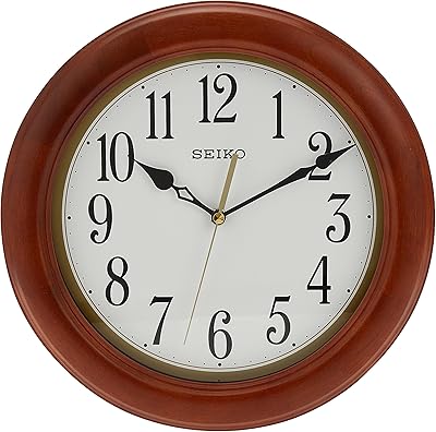 Horloge murale ronde classique en bois seiko de 12 pouces