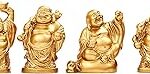 Statue de bouddha rieur feng shui en résine dorée comme cadeau décoratif porte-bonheur