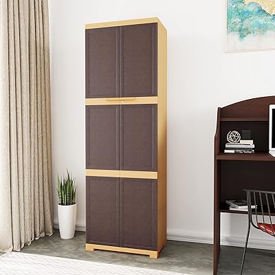 Grande armoire de rangement en plastique neilkamal freedom (marron et biscuit)
