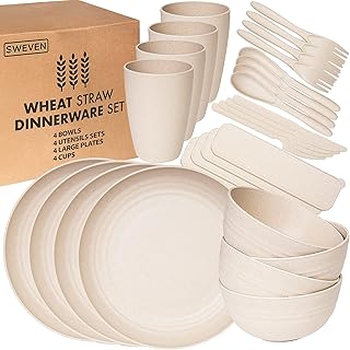 Ensembles de vaisselle en paille de blé (28 pièces) | ensembles de vaisselle incassables | vaisselle allant au lave-vaisselle et au micro-ondes | ensembles de vaisselle écologiques incassables | assiettes, bols, tasses, couverts | ensemble de vaisselle pour 4. DIAYTAR COTE D'IVOIRE est une boutique en ligne généraliste proposant plus de 300 000 références de produits. Elle est reconnue comme l'une des boutiques en ligne les plus populaires de Côte d'Ivoire. La variété de ses produits et son service de qualité en font un incontournable.