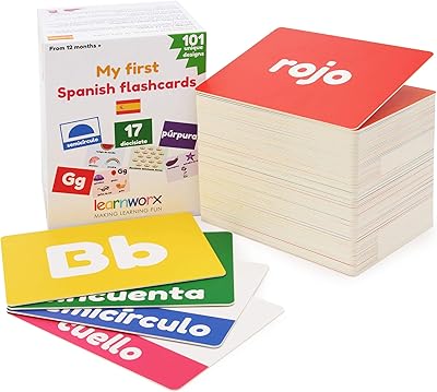Cartes flash espagnoles pour enfants et tout-petits - 101 cartes - 202 faces