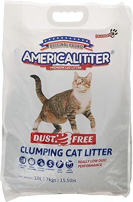 Litière pour chat sans poussière d'amérique, 7 kg/10 litres, gris, clamricadf