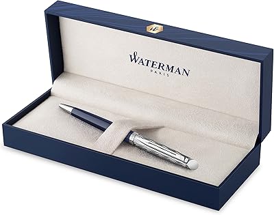 Stylo à bille waterman hemisphere | finition métallisée et bleue | capuchon gravé