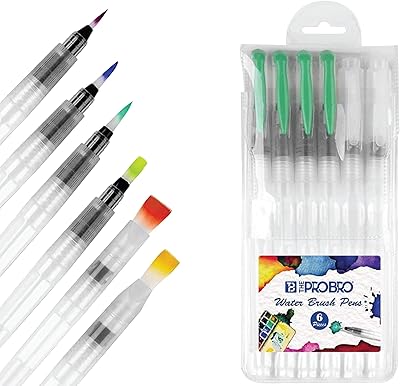 Le stylo pinceau aquarelle pro (paquet de 6) rechargeable pour le dessin, la calligraphie