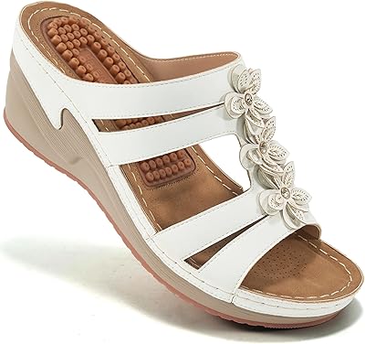 Sandales pour femmes avec soutien de la voûte plantaire, chaussures d'été décontractées à