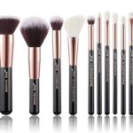 Ensemble de 15 pinceaux de maquillage professionnels jessup, or rose/noir, ensemble de pinceaux