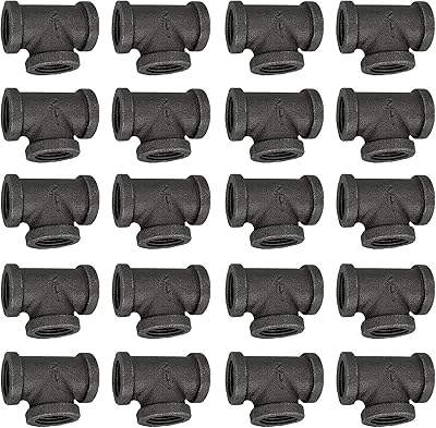 Lot de 20 supports muraux en fonte malléable de 1/2 pouce, style steampunk