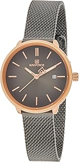Montre chronographe navaforce pour femme avec cadran noir et maille en acier inoxydable