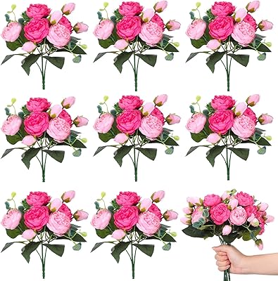 Bouquet de pivoines artificielles paquet de 8 fleurs en soie bouquet vintage