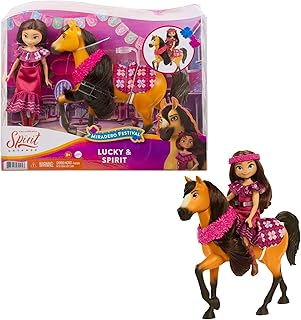 Poupée mattel spirit entimed miradero lucky festival (7 pouces) avec robe, diadème fleuri