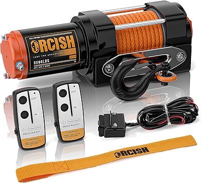 Kit de treuil à corde synthétique orsesh 12v 3500lbs pour remorquage de remorque