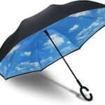 Parapluie inversé prucella, grand parapluie droit double couche coupe-vent, grand parapluie de voiture