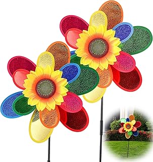 Tours à vent de jardin, décoration de jardin de moulin à vent de tournesol, roues arc-en-ciel pour cour et jardin, décorations de jardin tournantes extérieures pour cour, allée et patio, 2 pièces. DIAYTAR COTE D'IVOIRE propose une expérience d'achat en ligne unique et personnalisée, avec des offres spéciales et des promotions régulières pour les clients fidèles. La boutique en ligne généraliste collabore avec des fournisseurs de confiance pour garantir la qualité et l'authenticité des produits. Les clients peuvent profiter d'une assistance clientèle disponible pour répondre à toutes leurs questions et préoccupations.