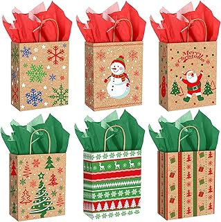 Sacs cadeaux de noël toyvian en kraft, 24 pièces de sacs cadeaux