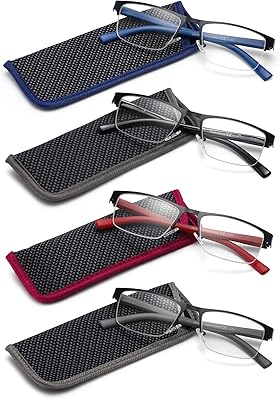 Hommes femmes lunettes de lecture demi monture métal hommes 4pcs lunettes unisexes