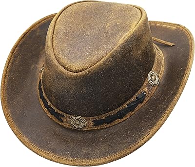 Chapeau de cowboy en cuir de style occidental pour hommes et femmes