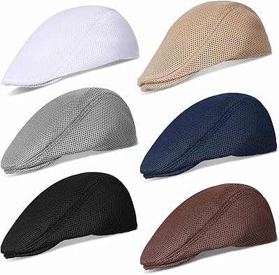 Chapeau plat en maille respirante pour hommes, casquette plate d'été newsboy, 6 pièces