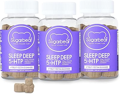 Sugar bear adult sleep chewables avec mélatonine 6 mg, magnésium, l-théanine, 5-htp, vitamine