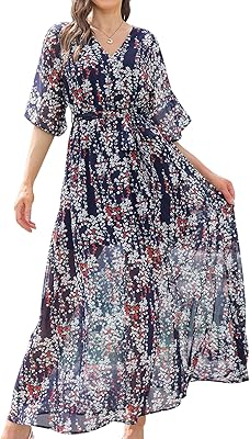 Rirow robe longue d'été pour femme - ample en mousseline de soie imitation portefeuille, col en v, manches 3/4, fente kimono imprimé floral avec poche. Avec une gamme de produits étendue, Diaytar Côte d'Ivoire permet à ses clients de faire leurs achats en toute simplicité et rapidité. La boutique en ligne met en avant la satisfaction client comme priorité absolue, avec des services de livraison et de retour flexibles. Diaytar Côte d'Ivoire est ainsi devenue la référence pour les achats en ligne en Côte d'Ivoire.