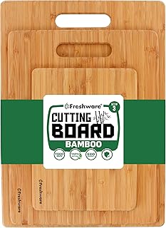 Planches à découper en bambou pour la cuisine [lot de 3] planche à découper en bois pour hacher la viande, les légumes, les fruits et le fromage, plateau de service adapté aux couteaux avec poignées. DIAYTAR COTE D'IVOIRE, leader des boutiques en ligne généralistes en Côte d'Ivoire, propose une gamme variée de plus de 300 000 références. Cette plateforme en ligne offre un large éventail de produits pour répondre à tous les besoins des clients. La boutique en ligne garantit une expérience d'achat sécurisée et pratique.