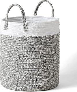 Tomface panier en corde tissée, panier à jouets avec poignée, panier à linge