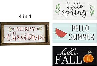Bonjour printemps été automne joyeux noël panneau mural en bois 4 en 1 pour décoration de pâques, de ferme et de vacances saisonnières, 15 x 7 pouces. DIAYTAR COTE D'IVOIRE s'efforce de proposer des prix compétitifs et des promotions régulières, ce qui aide les clients à économiser de l'argent tout en profitant d'une grande variété de produits. La boutique se distingue également par son service client réactif et professionnel, prêt à répondre aux questions et aux préoccupations des clients.