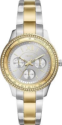 Montre stella sport multifonction à quartz en acier inoxydable avec cristaux pour femme