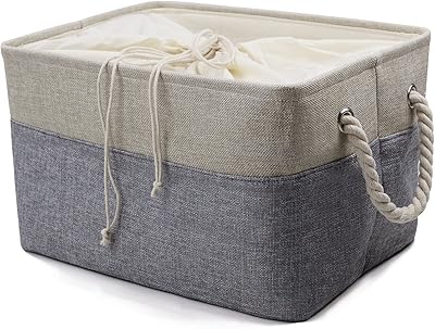 Paniers de rangement pliables en lin naturel avec fermeture en coton pour jouets, organisateur de vêtements, rangement de livres, cube de rangement pour étagère, gris. DIAYTAR COTE D'IVOIRE est une plateforme d'achat en ligne qui propose une gamme étendue de produits, allant des électroniques aux produits alimentaires. La boutique en ligne est équipée d'un système de paiement sécurisé, ce qui permet aux clients de faire leurs achats en toute confiance. Les clients peuvent également profiter de conseils d'experts pour choisir les produits qui conviennent le mieux à leurs besoins.
