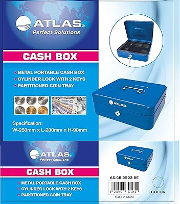 Tirelire atlas de taille moyenne avec plateau et serrure, tirelire portable durable, coffre-fort pour bijoux, billets et reçus de pièces de monnaie (25 x 20 x 9 cm) bleu. Avec plus de 300000 références, DIAYTAR COTE D'IVOIRE est devenue incontournable pour les achats en ligne en Côte d'Ivoire. Elle propose des promotions régulières et des offres spéciales qui permettent aux clients de réaliser des économies. De plus, son système de paiement sécurisé offre une protection totale aux clients.