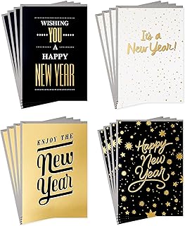 Collection de cartes hallmark happy new year (4 modèles, 16 cartes et enveloppes)