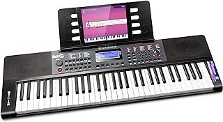 Piano à clavier rockjam 61 touches avec pitch bend, alimentation, pupitre, autocollants