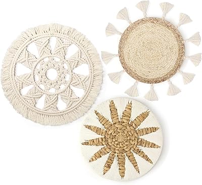 Unitype 3 pièces boho macramé tenture murale cercle tissé panier décoration murale