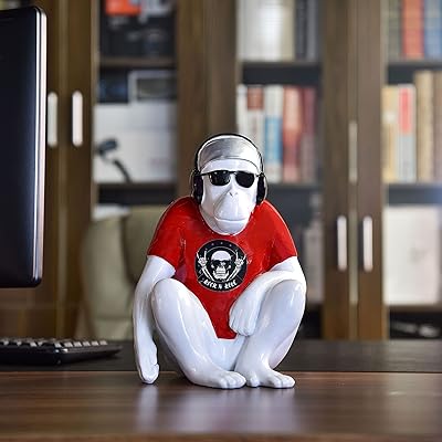 Micdecor adorable statue de gorille en polyrésine rock and roll au design audiophile