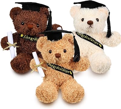 Jexin ours en peluche noir de remise de diplôme 3 pièces ours