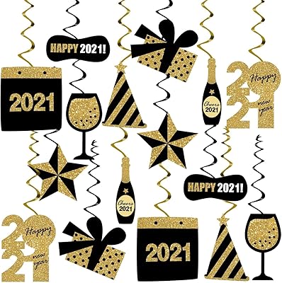 Décorations tourbillonnantes à suspendre pour bonne année paquet de 30
