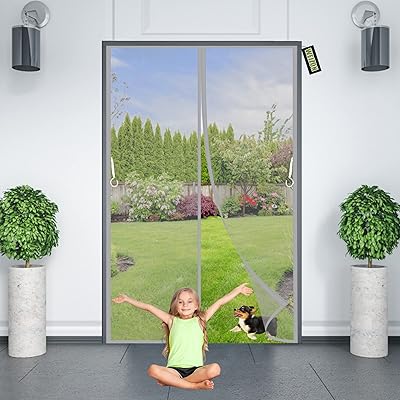 Moustiquaire de porte magnétique diy moustiquaire de couleur grise 145x190cm fenêtre d'intimité