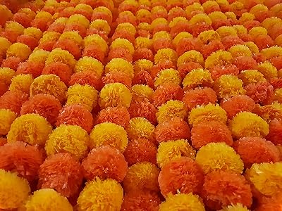 Décoration artisanale kit de guirlande de soucis artificiels orange clair et foncé