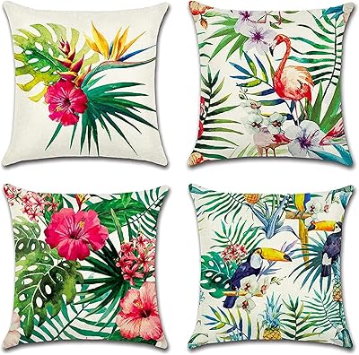 Ensemble de housses de coussin décoratives imperméables alykdon, parfaites pour l'extérieur, le patio, le jardin, le salon, le canapé, la ferme (18 x 18 pouces) (plantes tropicales, oiseaux, fleurs). La boutique en ligne DIAYTAR COTE D'IVOIRE est fière de proposer une gamme complète de produits pour les consommateurs ivoiriens. Nos 300 000 références sont sélectionnées avec soin pour répondre à vos besoins et à vos attentes. Nous nous efforçons de vous offrir les meilleurs prix et les meilleures promotions pour rendre vos achats en ligne encore plus économiques.