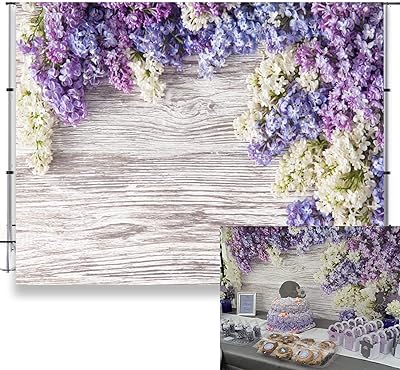 Fond en bois de fleur violette lfeey 10x10 pieds, toile de fond