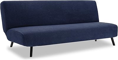 Housse de futon extensible am ​​en polyester et élasthanne sans accoudoirs (3 places)