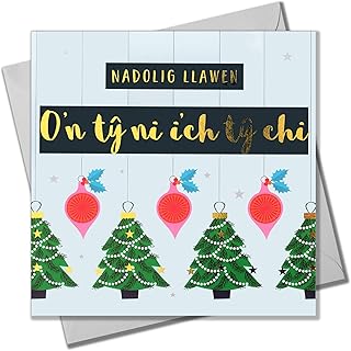 Carte de noël galloise, de notre maison à la vôtre, texte déjoué