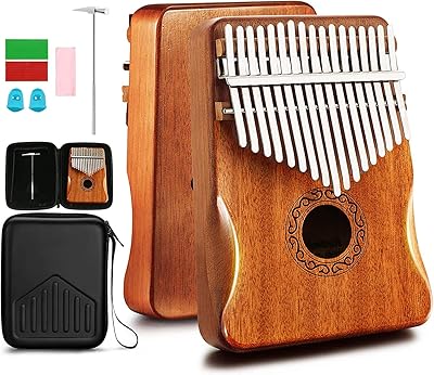 Fc22 piano à pouce kalimba 17 touches avec bois d'acajou et mbira