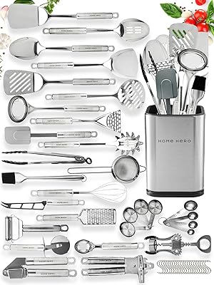 Ensemble d'ustensiles de cuisine home hero 29 pièces - batterie de cuisine en acier inoxydable avec spatule - coffret cadeau d'ustensiles et d'outils de cuisine. DIAYTAR COTE D'IVOIRE est une boutique en ligne généraliste qui propose plus de 300 000 références de produits. Elle est leader en Côte d'Ivoire et offre une expérience d'achat en ligne sécurisée et fiable. Les clients peuvent trouver tous les produits dont ils ont besoin sur cette plateforme.