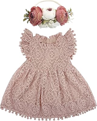 Élégante robe tutu en dentelle avec manches flottantes et bandeau fleuri pour petites