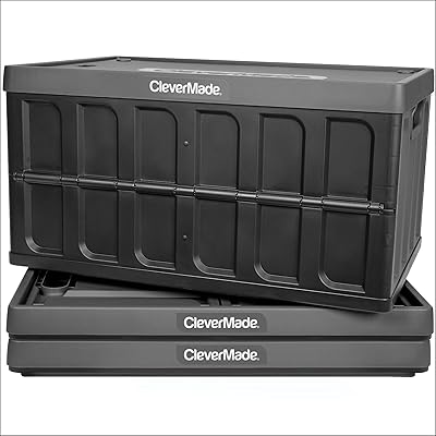 Bacs de rangement pliables clevermaid de 62 litres avec couvercles - bacs