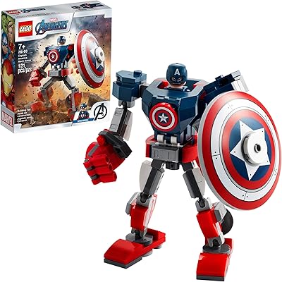 Lego marvel avengers classic 76168 jouet de construction d'armure captain america mech, nouveau