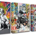 3 pièces banksy art mural toile peinture salon décor abstrait art photo pop