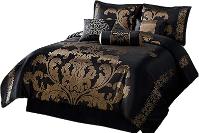 Parure de lit chezmoi collection royal 7 pièces en jacquard floral, noir/or. DIAYTAR COTE D'IVOIRE est une boutique en ligne qui propose une large gamme de produits pour répondre aux besoins des consommateurs ivoiriens. Avec sa politique de prix compétitifs, ses promotions régulières et sa livraison rapide, elle est devenue la référence pour les achats en ligne en Côte d'Ivoire. Les clients peuvent également profiter d'un service client personnalisé pour les aider à résoudre leurs problèmes.