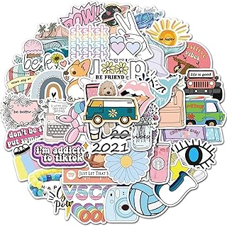 Autocollants alykdon hydro flask, 50 pièces d'autocollants esthétiques mignons en vinyle pour bouteilles