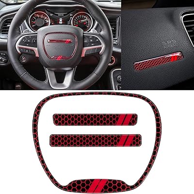 Jeu de housses décoratives pour volant i-cowboy pour dodge challenger charger 2015-2021, f